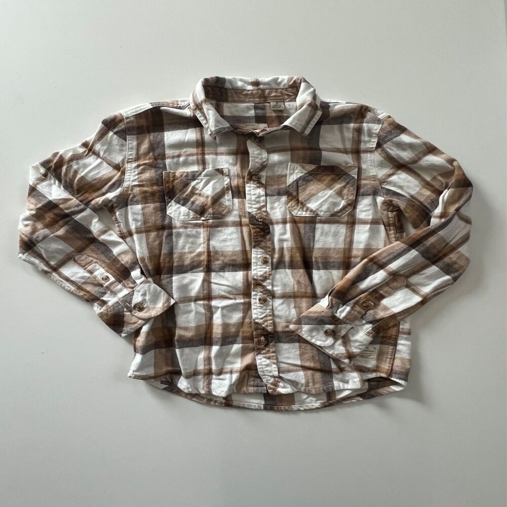 sm Girls Blonde Plaid Tartan Button Front Shirt Blouse Top Weatherproof Vintage - Picture 2 of 6